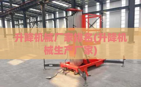 升降机械厂家排名(升降机械生产厂家)